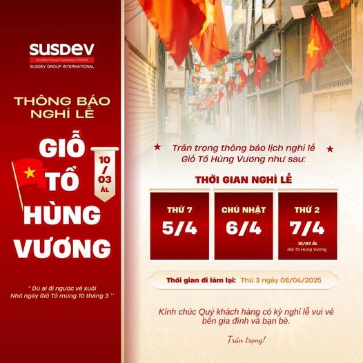 Susdev Group Announces Holiday Schedule for Hung Kings’ Commemoration&nbsp;Day